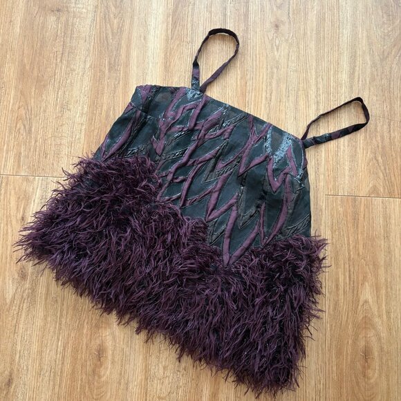 Anthropologie Parvati Textured Feather Sleeveless Cami Plum NWT Women’s Size 8 - Picture 1 of 9